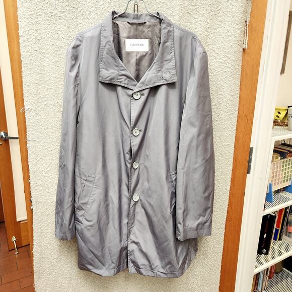 Calvin Klein Gray Men's Water Repellent Rain Spring Overcoat Jacket Sz 40S - Picture 1 of 8